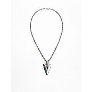 Vintage 70s AVON Mens Arrowhead Pendant Silver Tone Curb Chain Necklace 20"